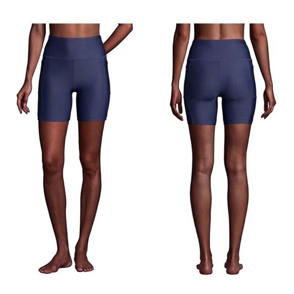 Land’s End Standard Size biker 6” inseam shorts swim black Small - Picture 1 of 8